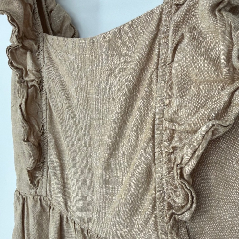 MADEWELL LINEN BLEND RUFFLE TIE-BACK JUMPSUIT SEED KHAKI SIZE 0 BEACH VACATION - Picture 5 of 9